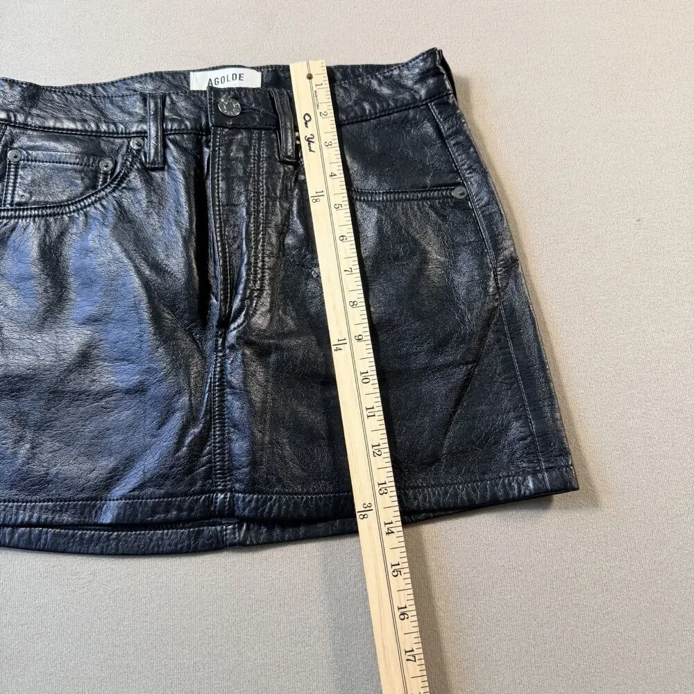 AGOLDE - Recycled Liv  Leather Mini Skirt - Size 24